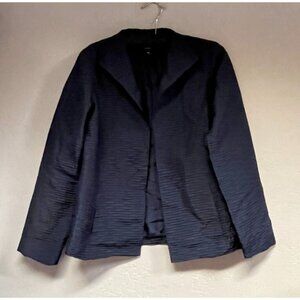 Eileen Fisher Open Front Silk Blazer Jacket Womens XS Black Long Sleeves